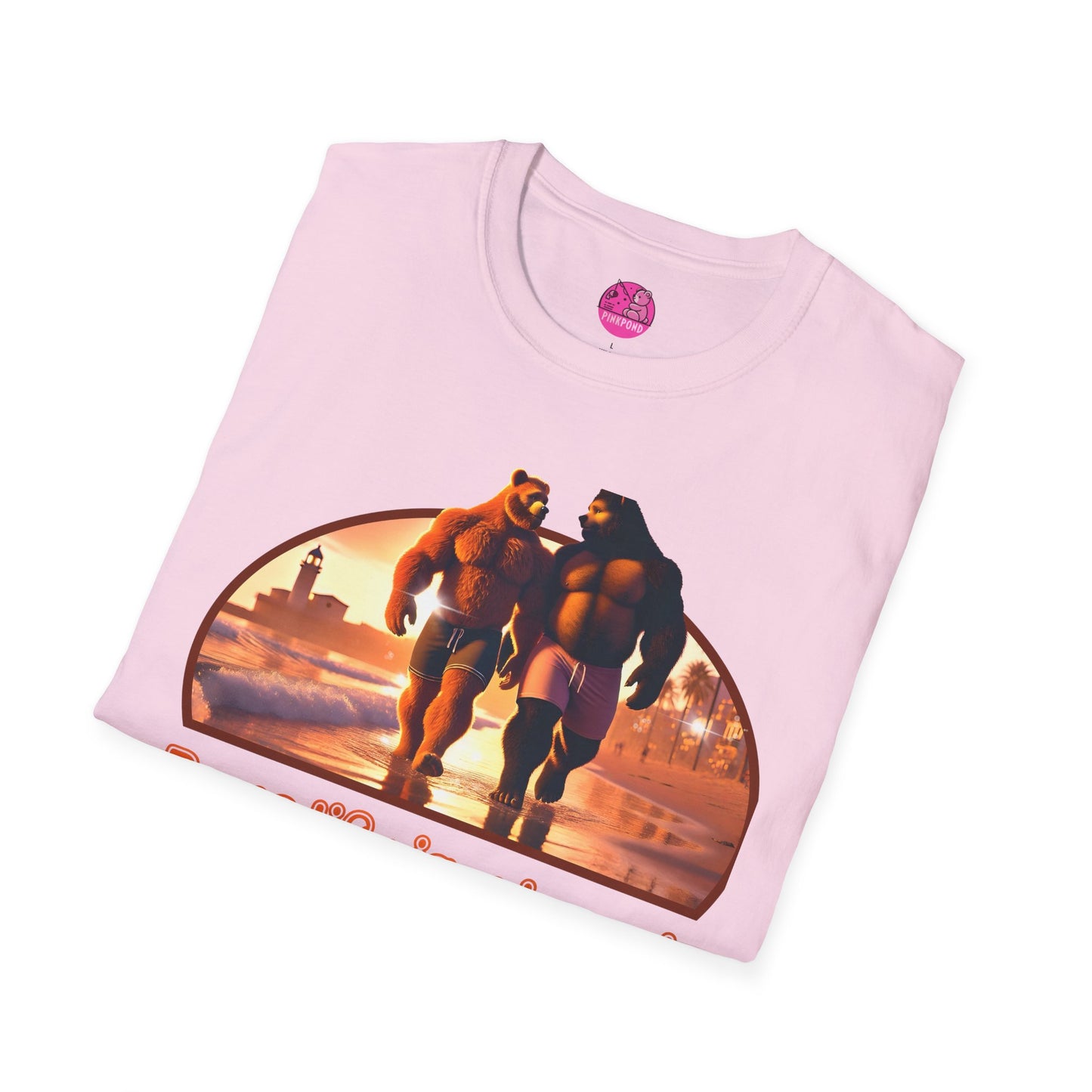 Bear Life is a Beach Unisex T-Shirt - Pride Bear Sunset Design