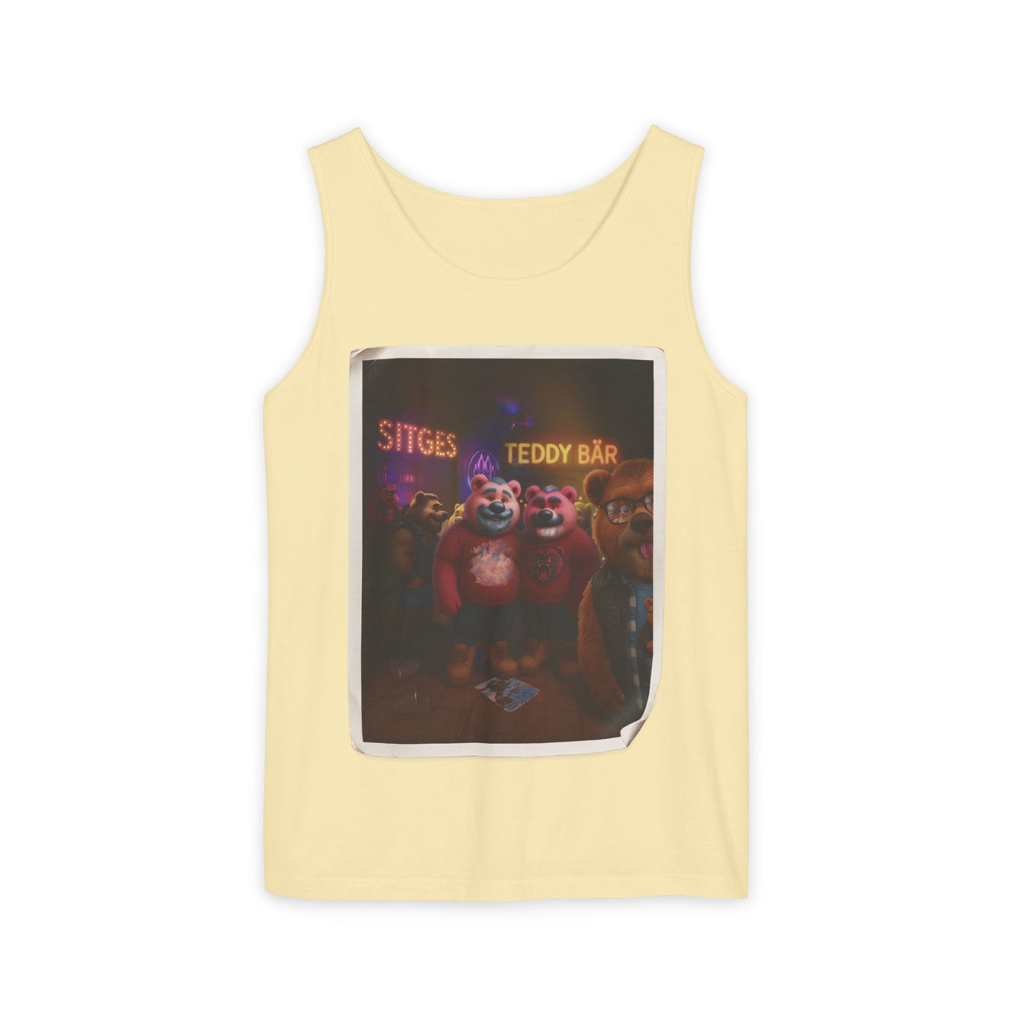 Tank Top - The Photo Bomber Bear Tee by Andrew McCarter for PinkPond, Unisex Pride Pool Party Shirt