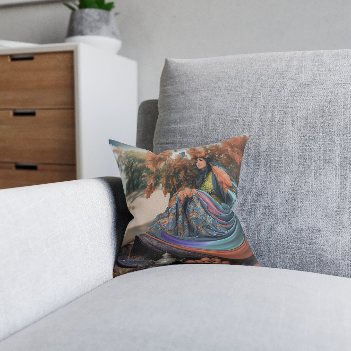 Square Pillow - PinkPond Cushion Scheherazade 12x12 Inch Double-Sided Print with Concealed Zip Soft Durable Cover Plush Inner Cushion