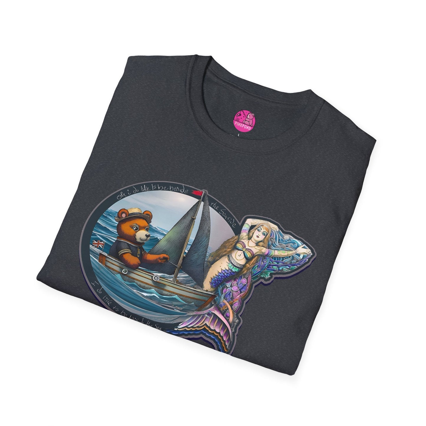 Nautical Tee - Beside the Sea Teddy Bear and Mermaid