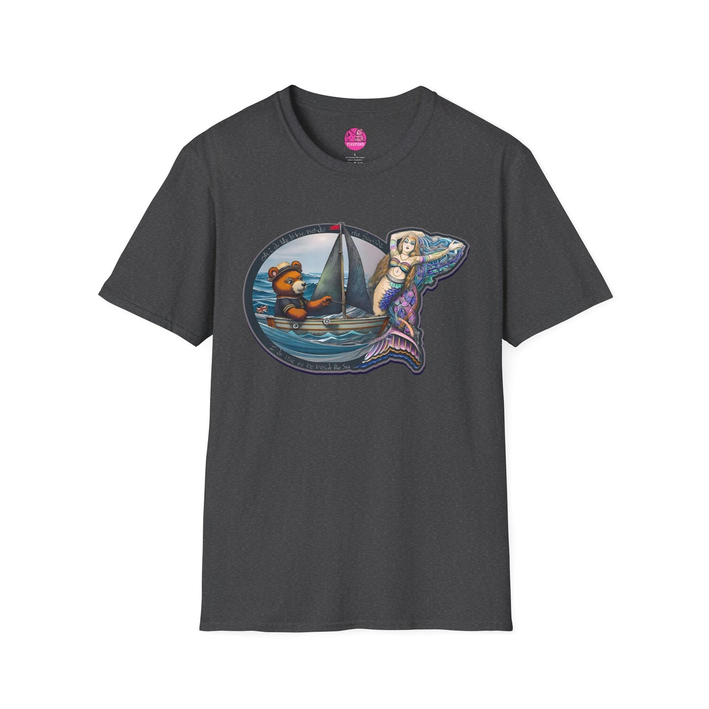 Nautical Tee - Beside the Sea Teddy Bear and Mermaid