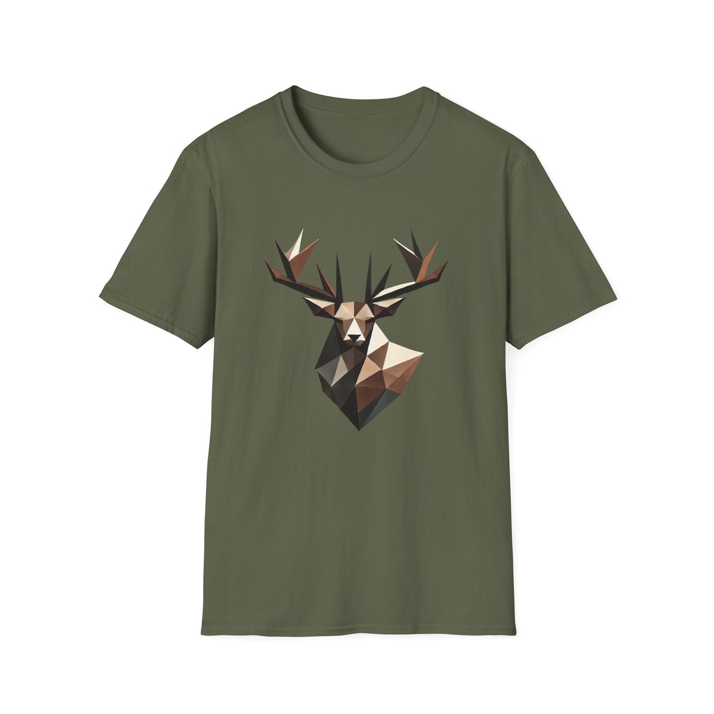Abstract Geometric Deer Unisex Softstyle T-Shirt - Modern Nature Design