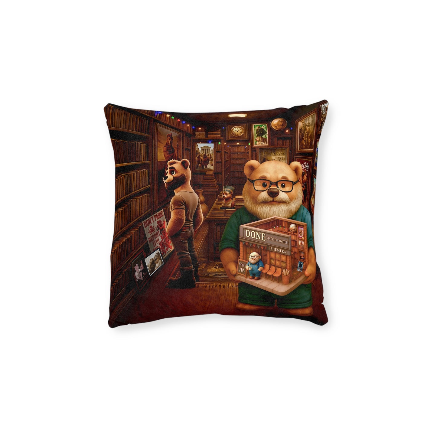Square Pillow Magic Bookstore Cushion