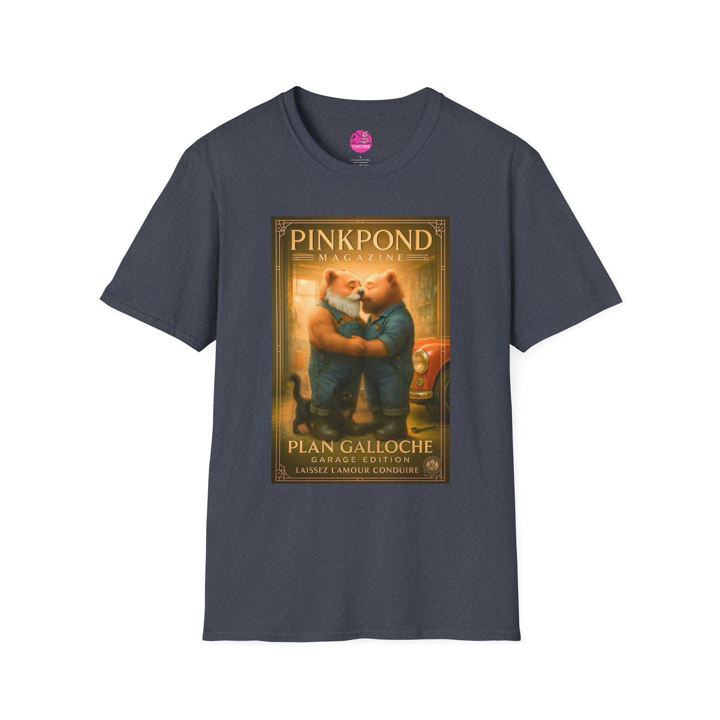 Vintage Deco Mechanic Bear T-Shirt 'Plan Galloche - Garage Edition Love' French Magazine Cover Tee