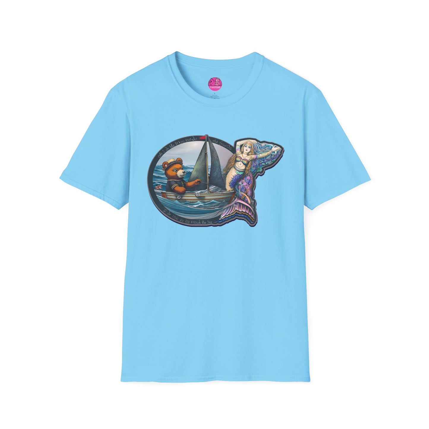 Nautical Tee - Beside the Sea Teddy Bear and Mermaid