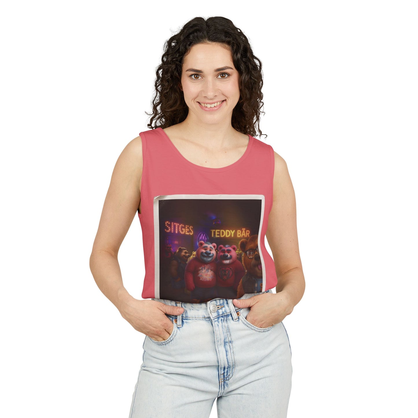 Tank Top - The Photo Bomber Bear Tee by Andrew McCarter for PinkPond, Unisex Pride Pool Party Shirt