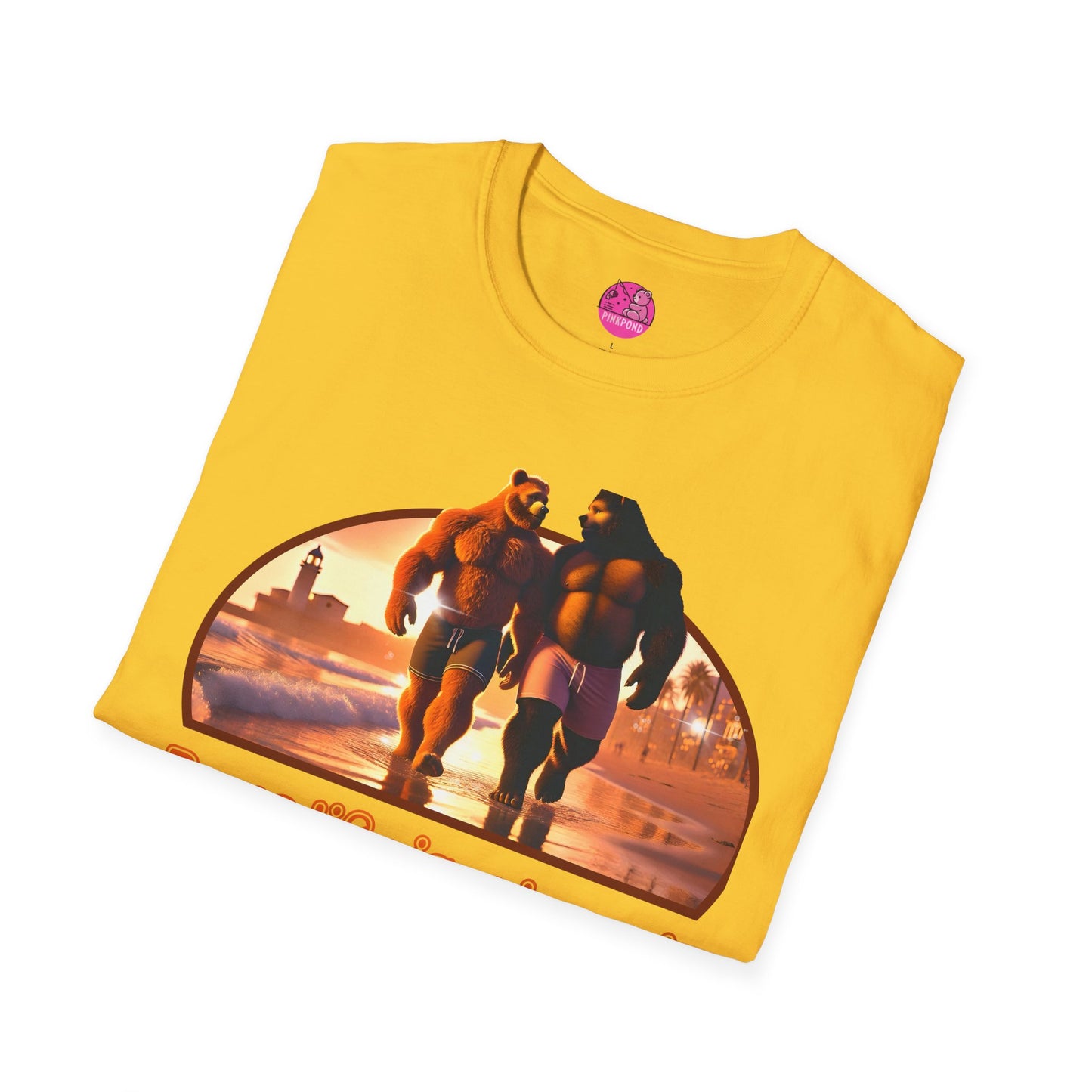 Bear Life is a Beach Unisex T-Shirt - Pride Bear Sunset Design