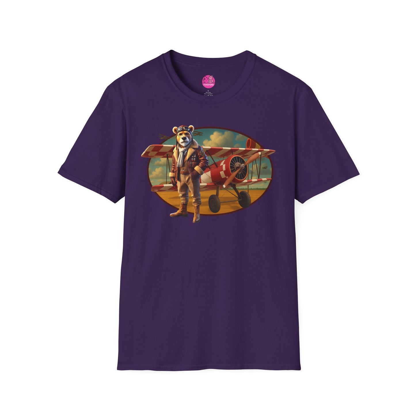 Aviator Bear Softstyle T-Shirt - PinkPond Tee