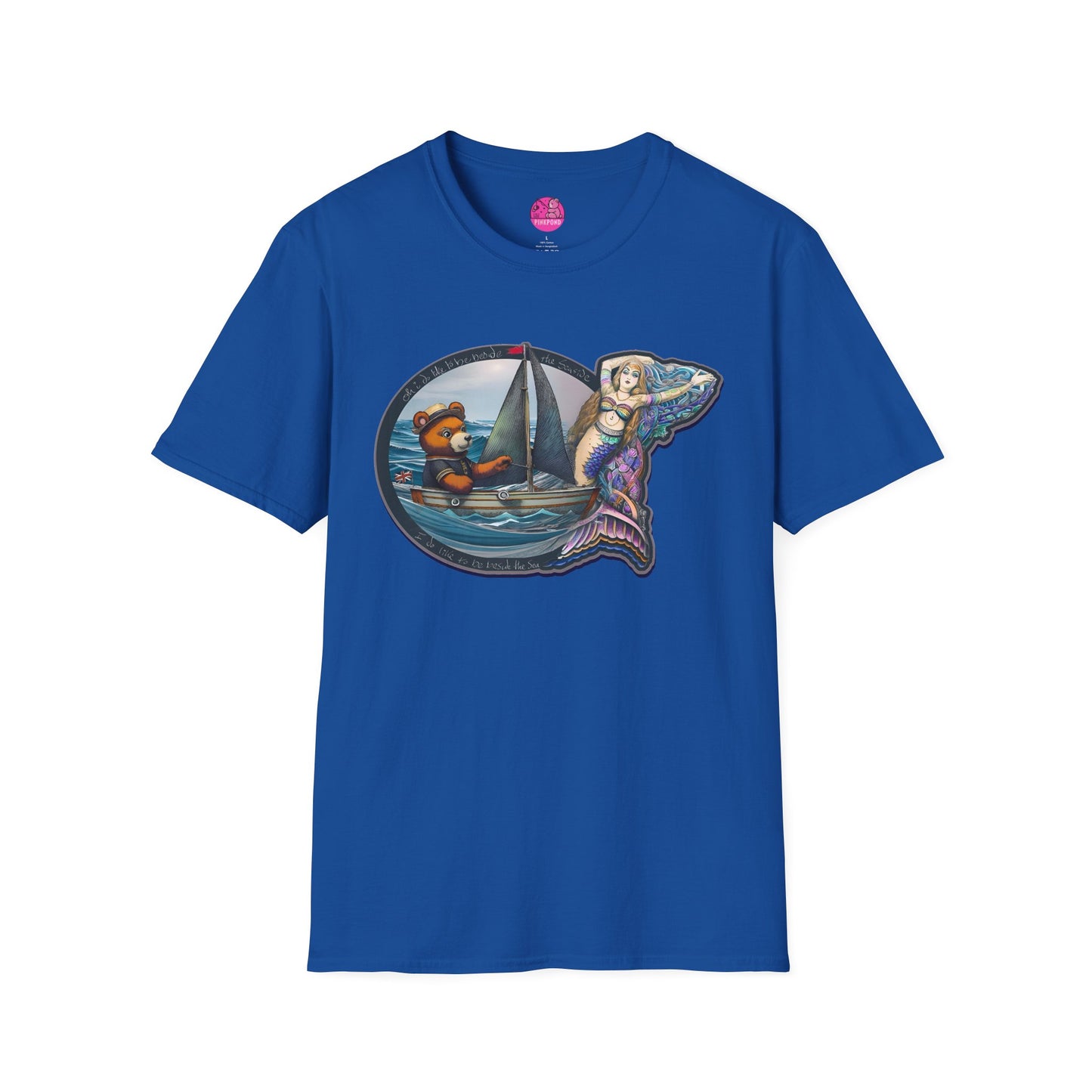 Nautical Tee - Beside the Sea Teddy Bear and Mermaid