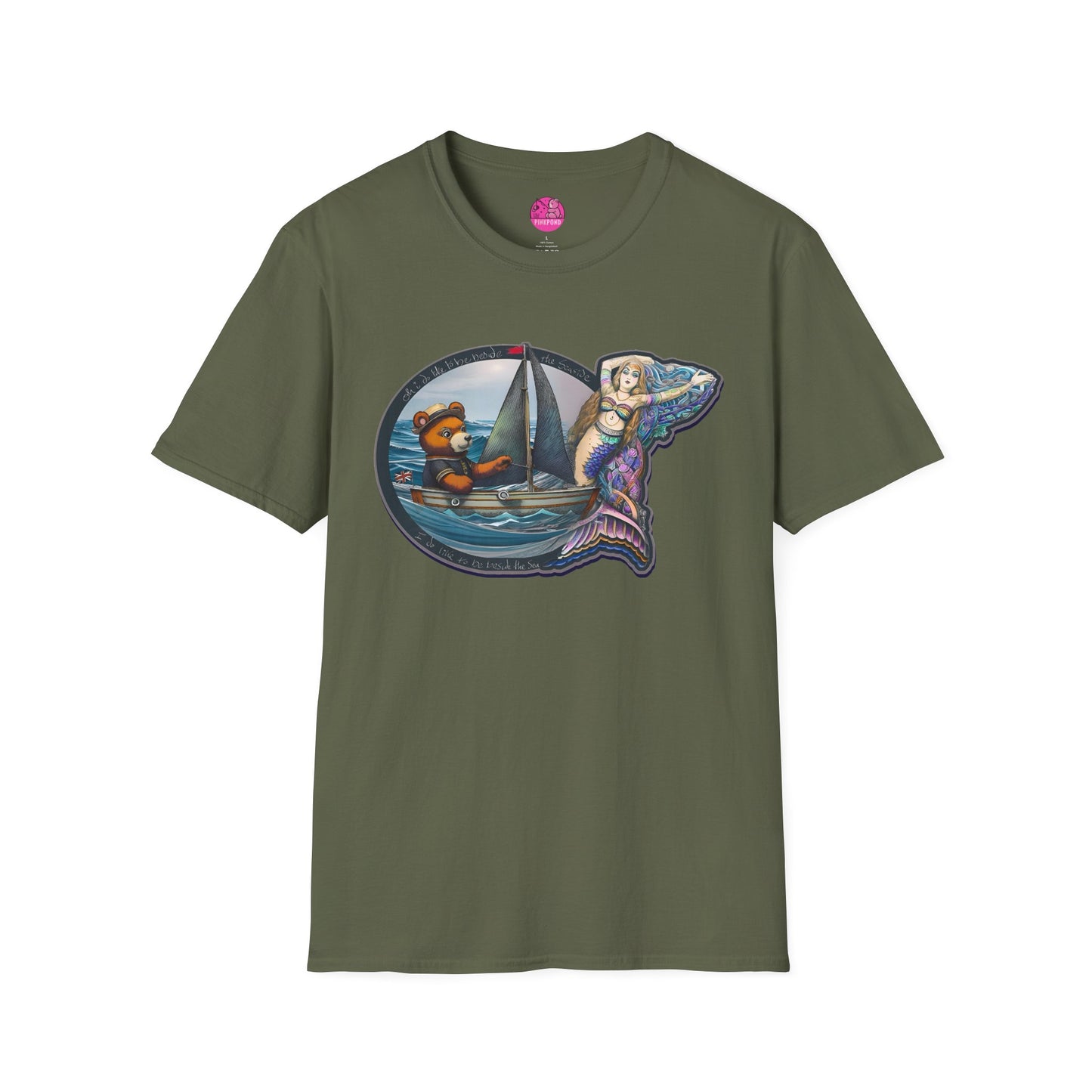 Nautical Tee - Beside the Sea Teddy Bear and Mermaid