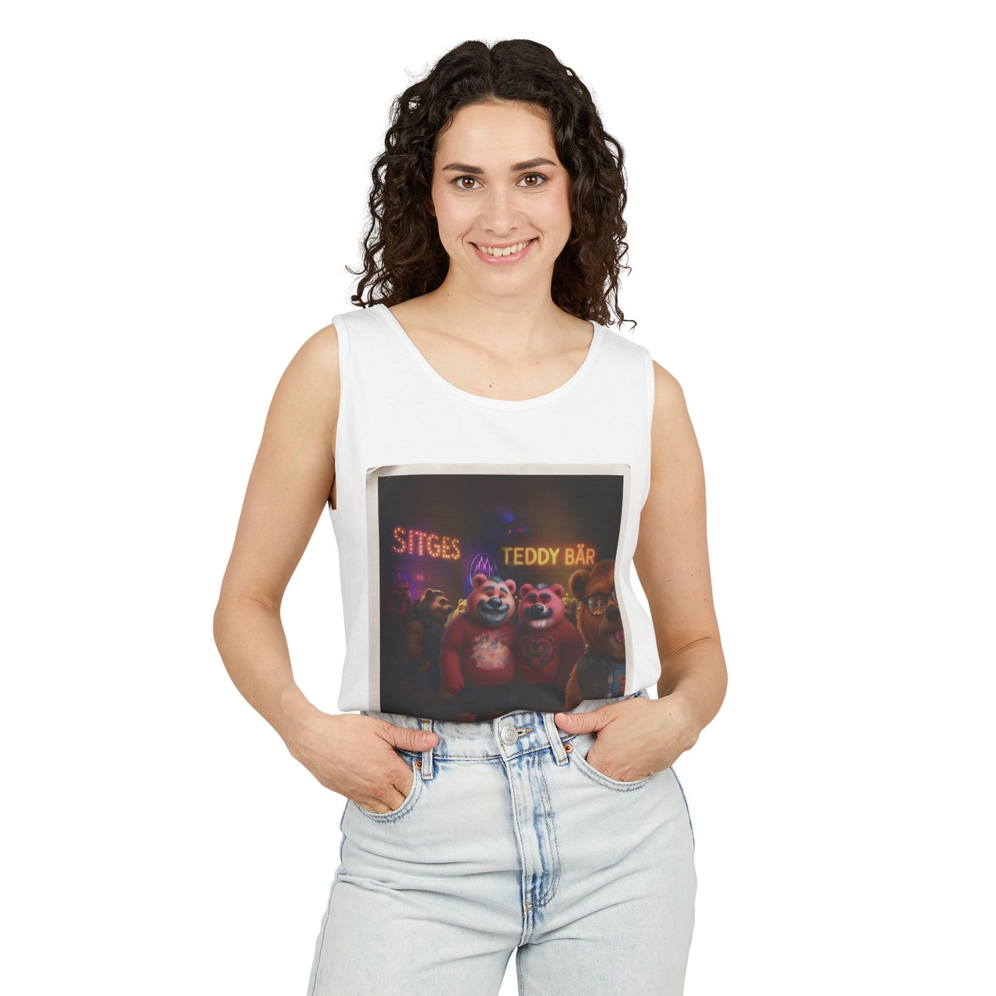 Tank Top - The Photo Bomber Bear Tee by Andrew McCarter for PinkPond, Unisex Pride Pool Party Shirt