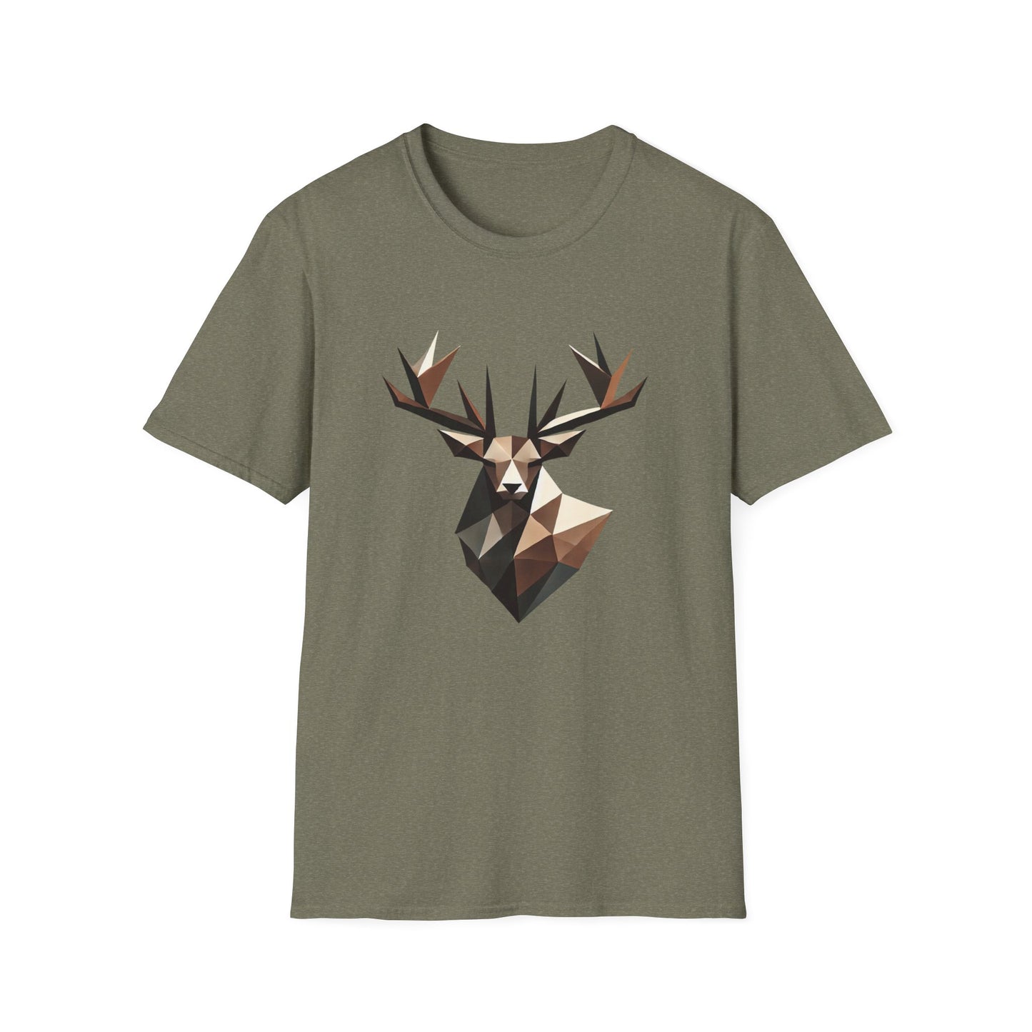 Abstract Geometric Deer Unisex Softstyle T-Shirt - Modern Nature Design