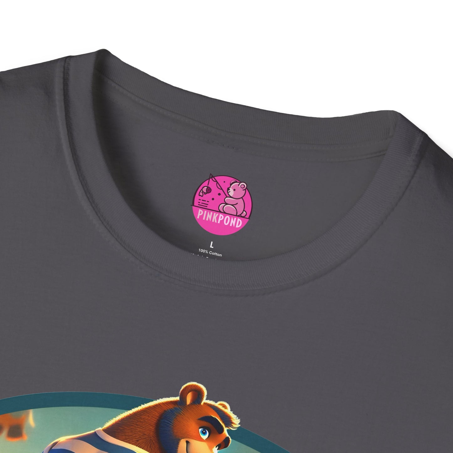 Beach Bear Bliss Softstyle T-Shirt - PinkPond Exclusive Vintage Design