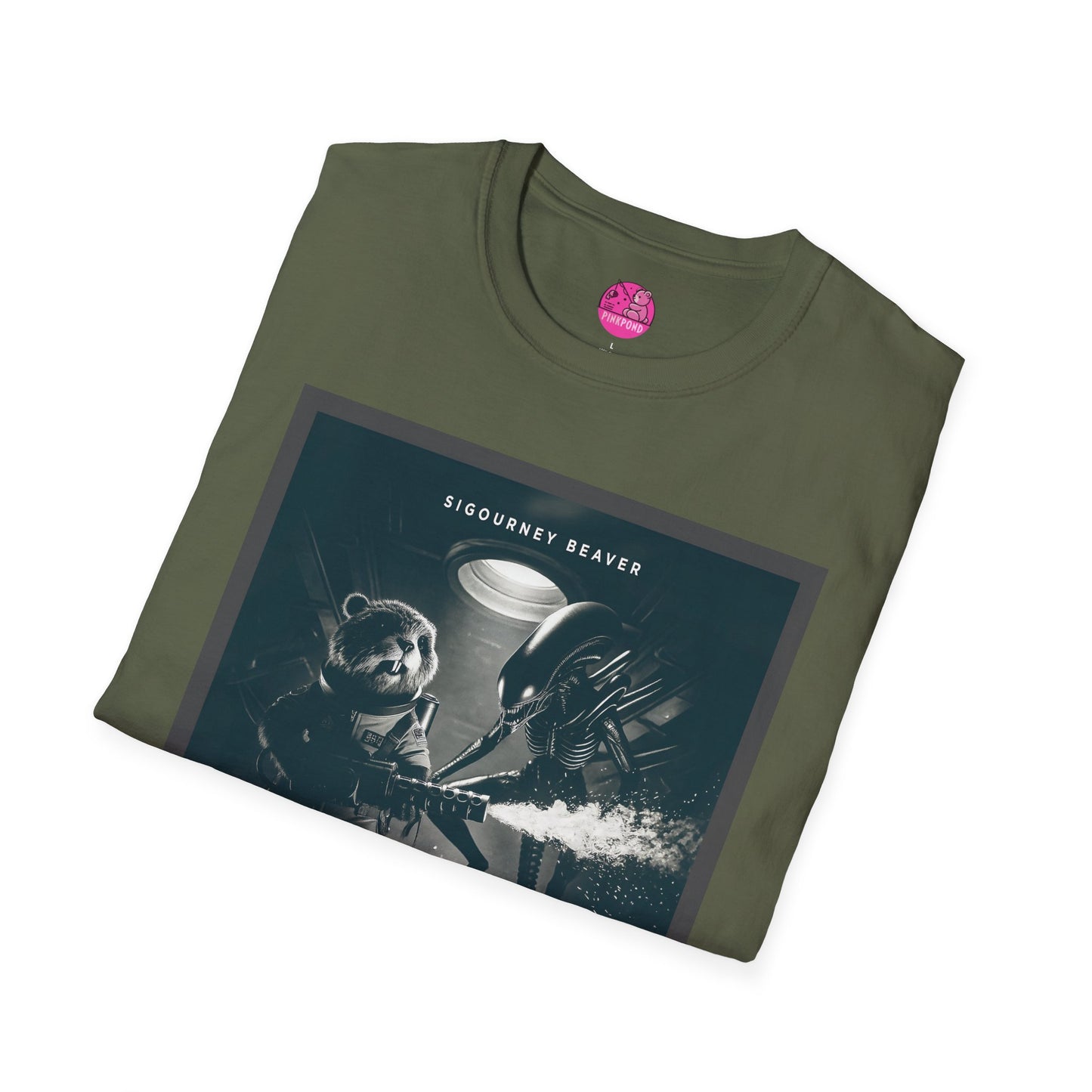 Retro Noir Alien Parody Sci-Fi T-Shirt Featuring Sigourney Beaver