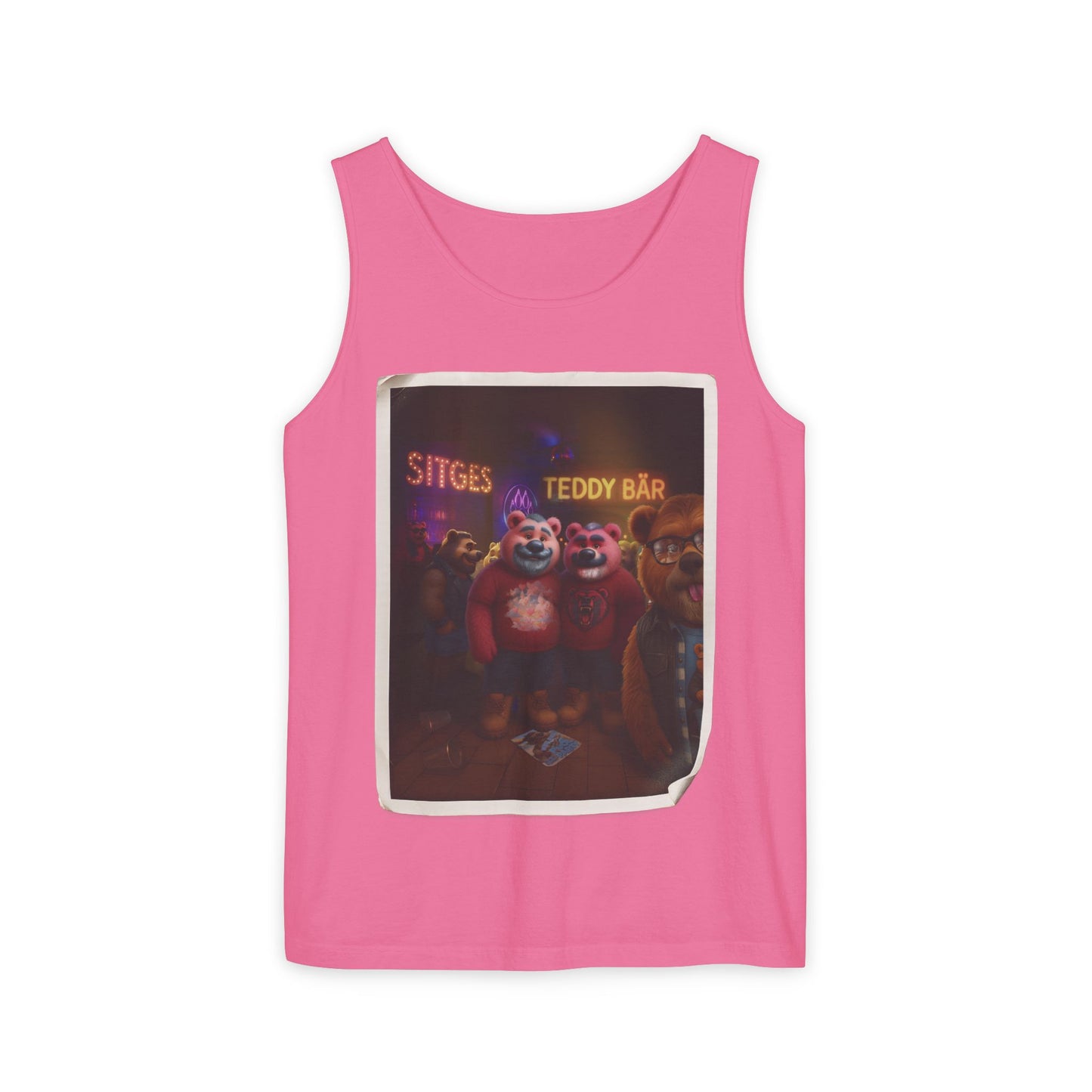 Tank Top - The Photo Bomber Bear Tee by Andrew McCarter for PinkPond, Unisex Pride Pool Party Shirt