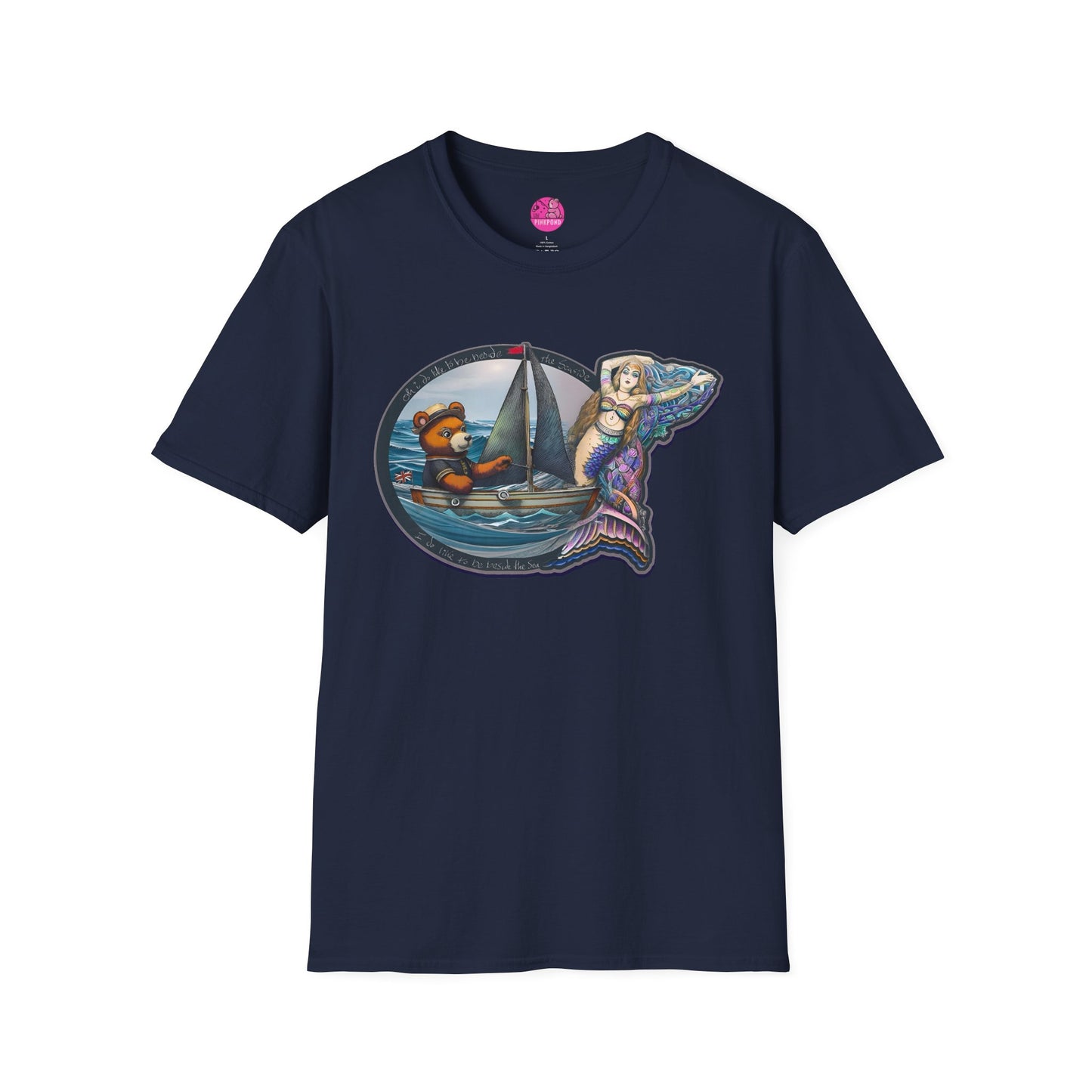 Nautical Tee - Beside the Sea Teddy Bear and Mermaid