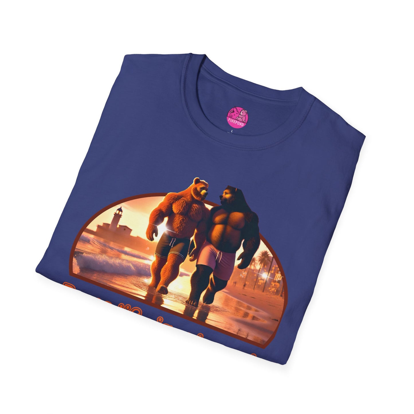 Bear Life is a Beach Unisex T-Shirt - Pride Bear Sunset Design