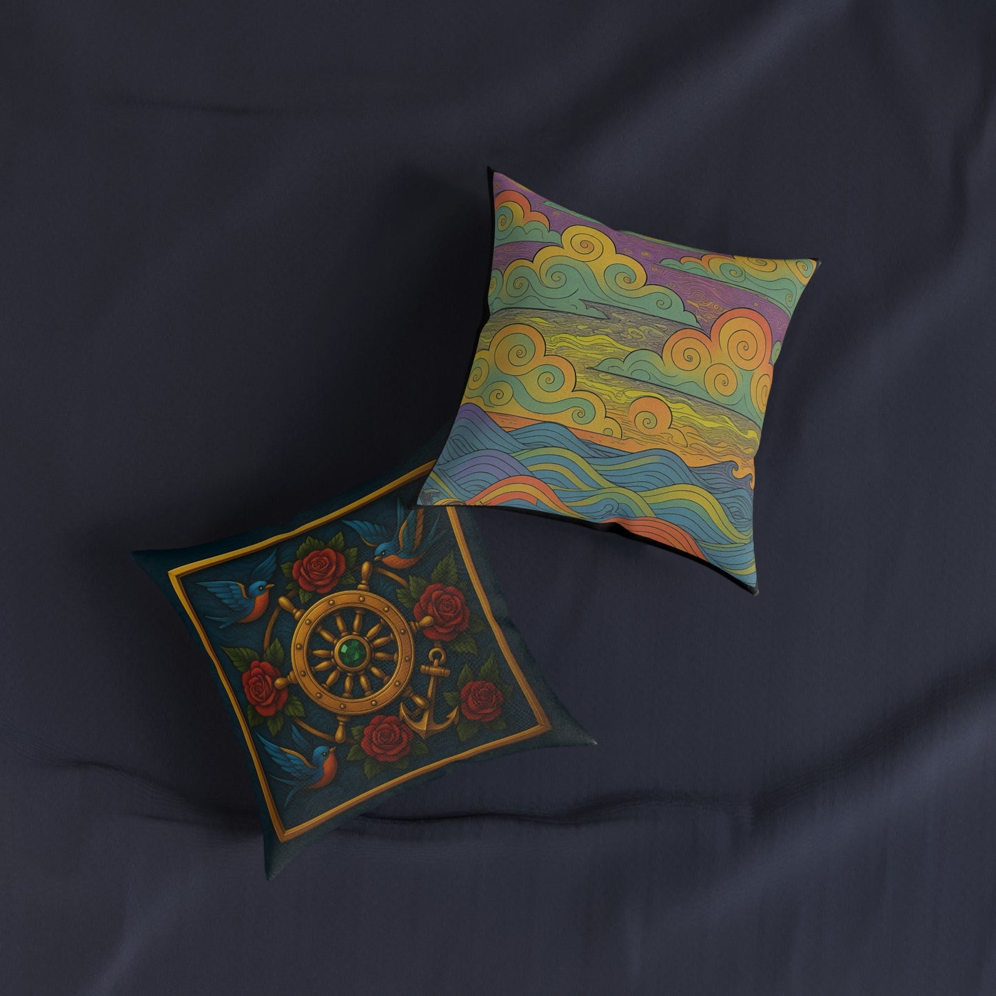 Square Pillow - The Sailor’s Sunset Reversible Cushion