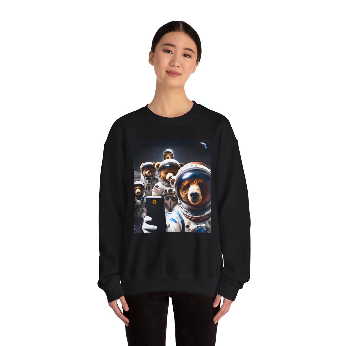 Space Bears Selfie Sweatshirt - Moon Bears Astronaut Selfies Crewneck