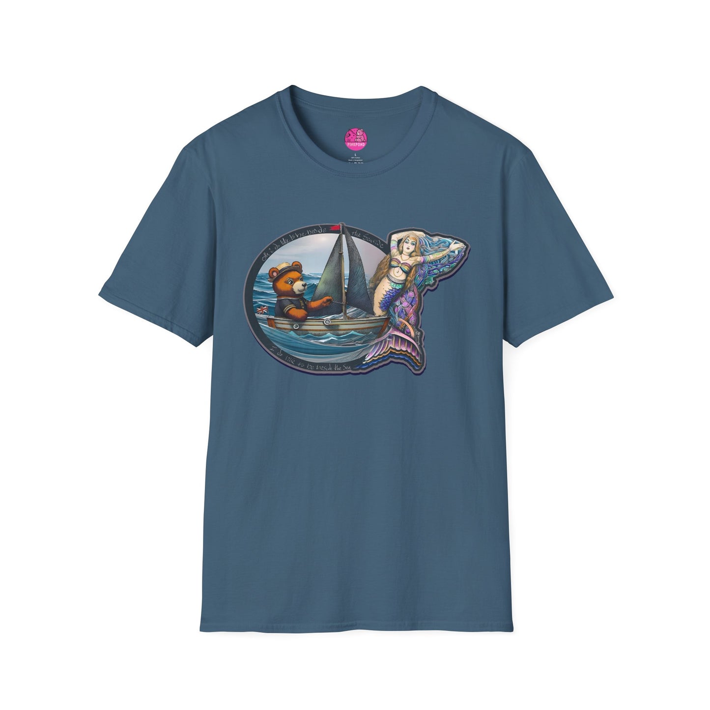 Nautical Tee - Beside the Sea Teddy Bear and Mermaid