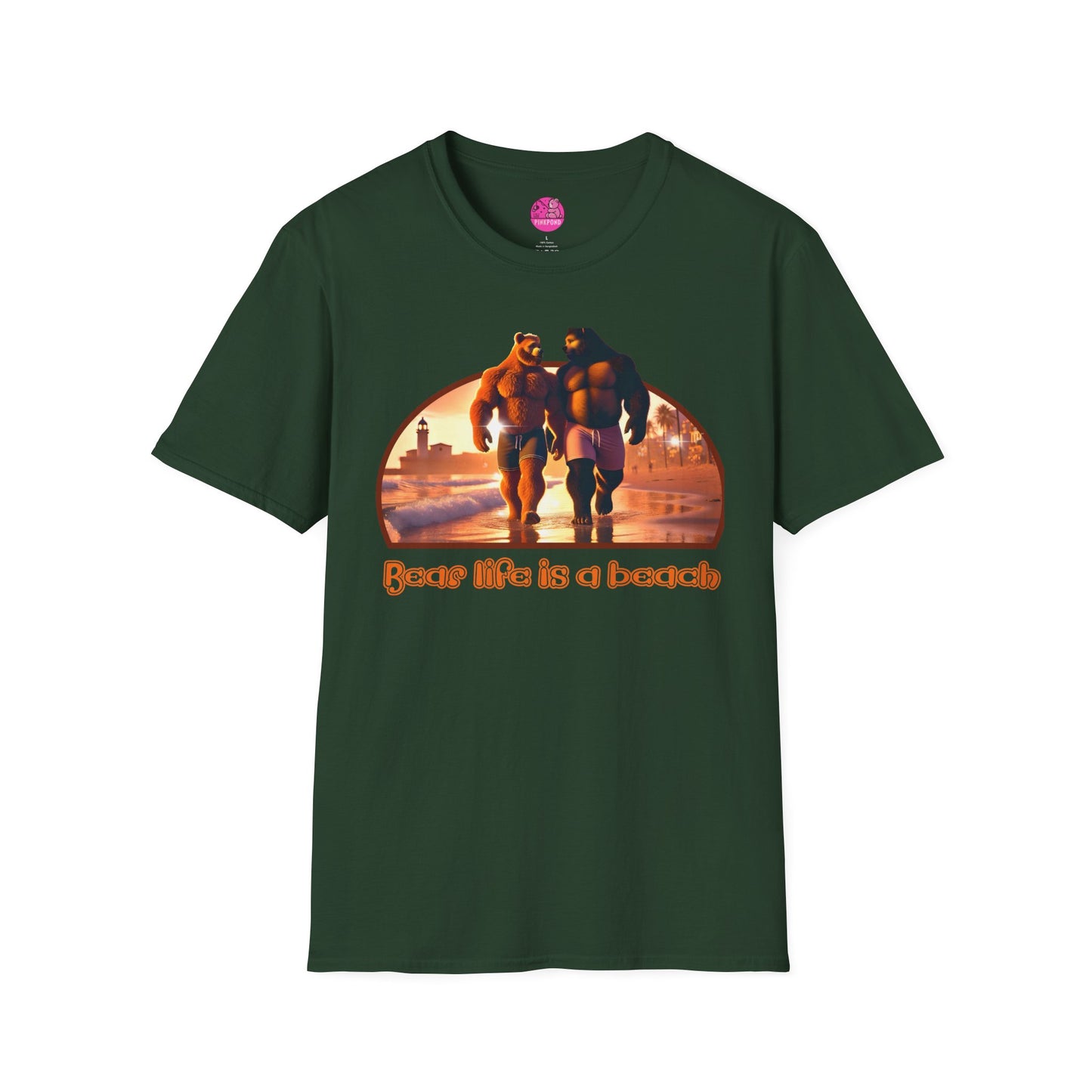 Bear Life is a Beach Unisex T-Shirt - Pride Bear Sunset Design
