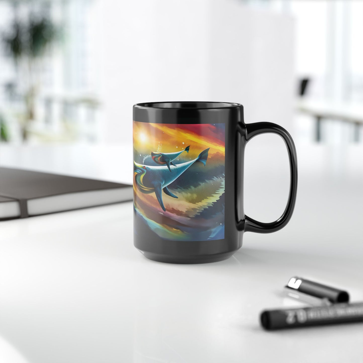 Celestial Whale Adventure Mug - Cosmic Whale 15oz Mug – Artwork by Andrew McCarter