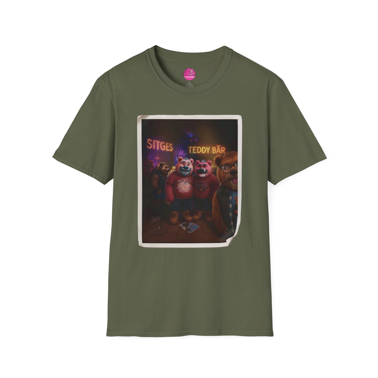 Photo Bomber Bear Unisex T-Shirt by Andrew McCarter for PinkPond