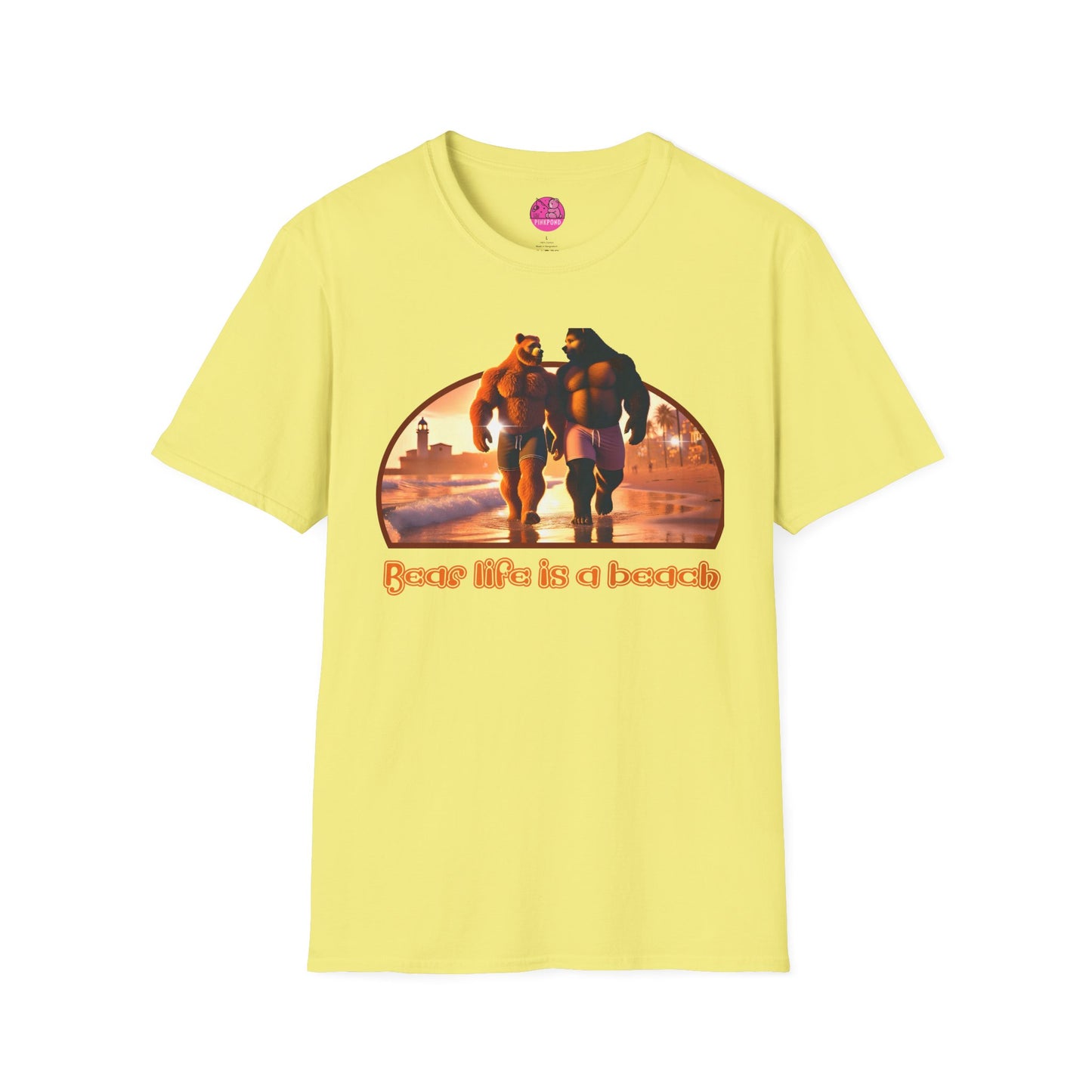 Bear Life is a Beach Unisex T-Shirt - Pride Bear Sunset Design
