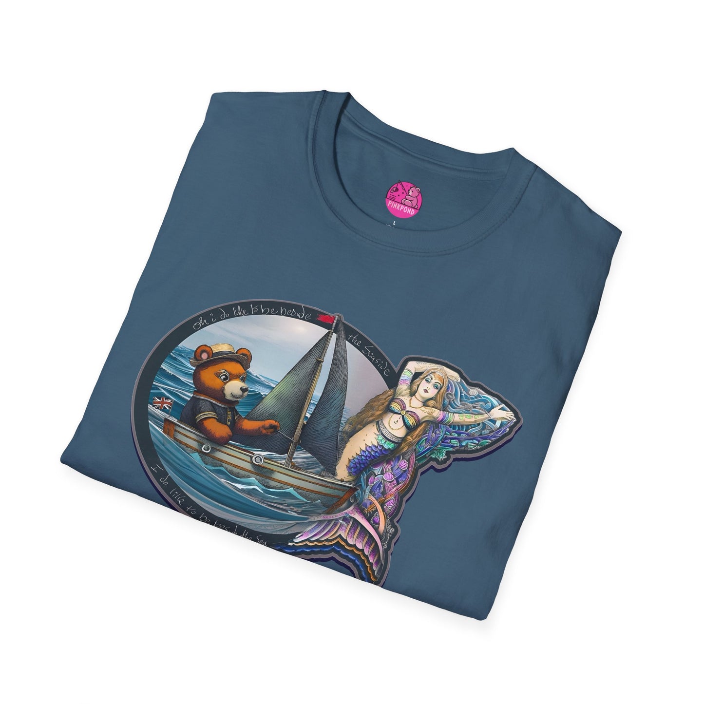 Nautical Tee - Beside the Sea Teddy Bear and Mermaid