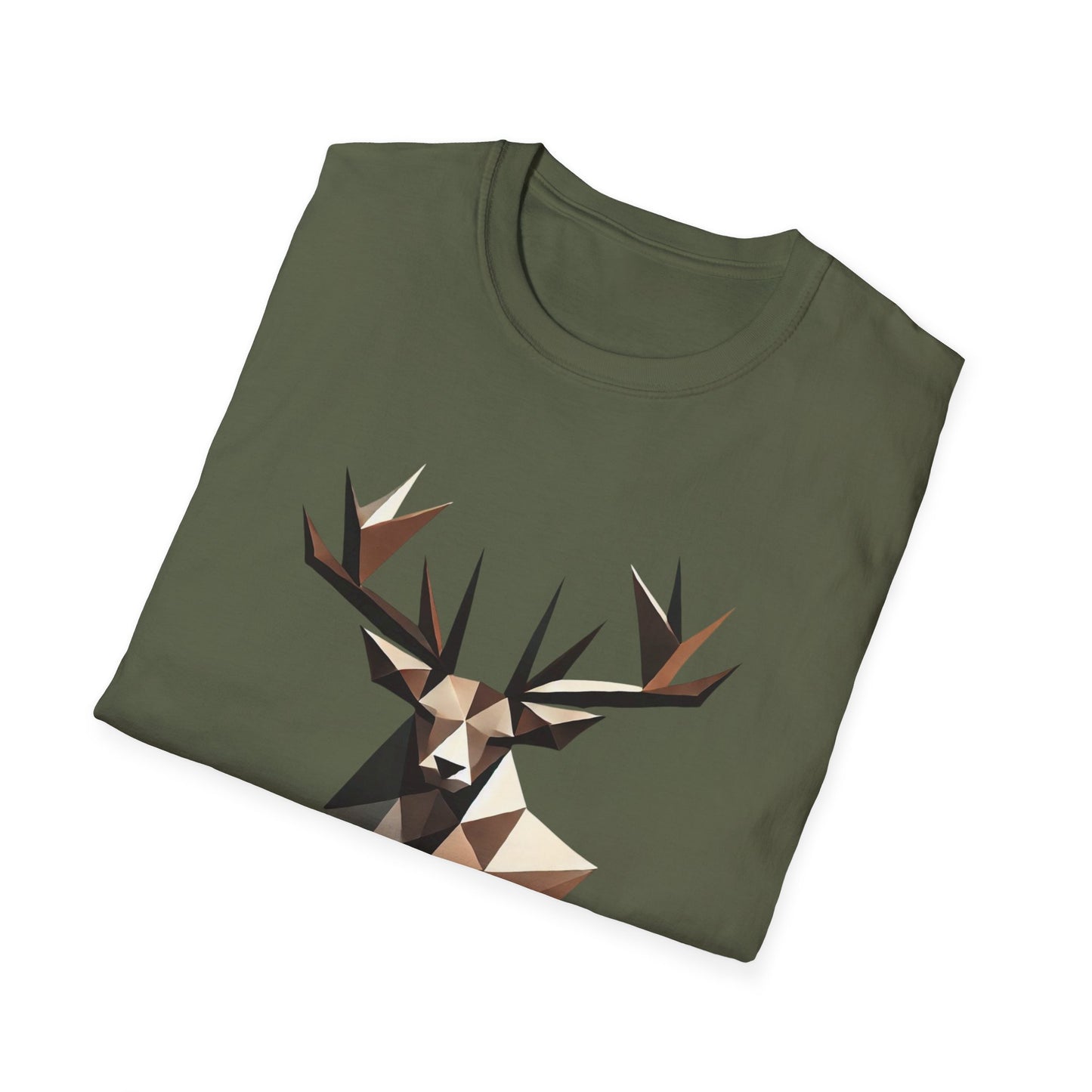 Abstract Geometric Deer Unisex Softstyle T-Shirt - Modern Nature Design