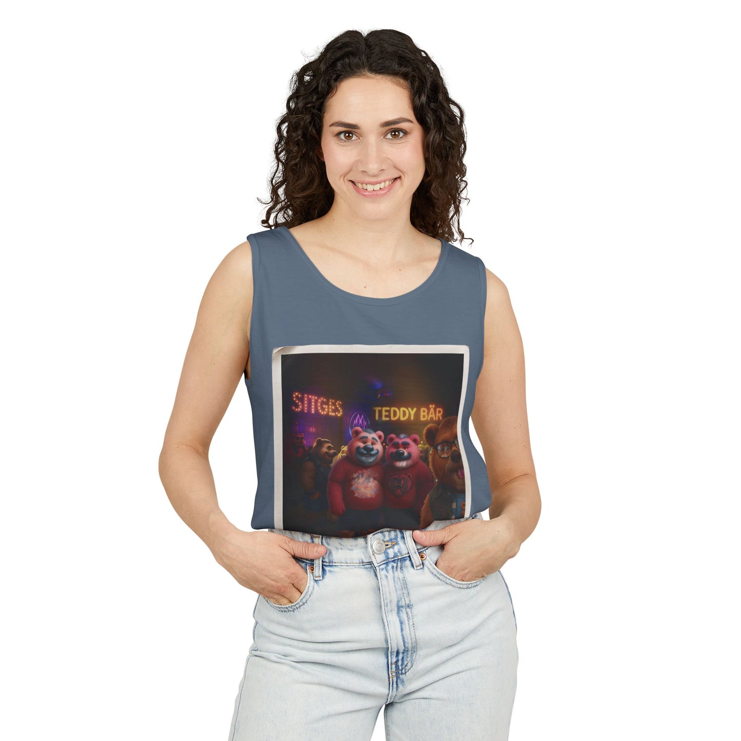 Tank Top - The Photo Bomber Bear Tee by Andrew McCarter for PinkPond, Unisex Pride Pool Party Shirt
