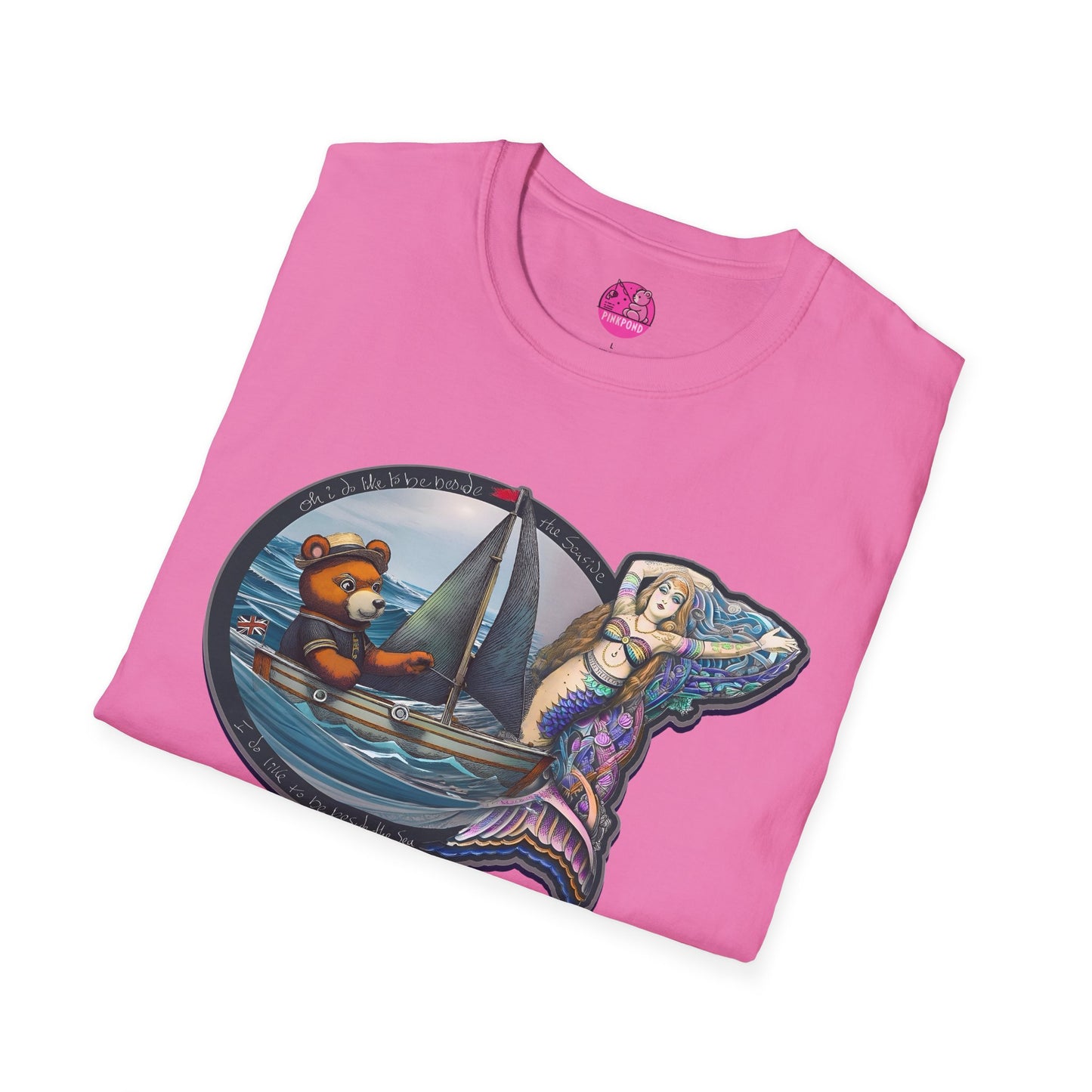 Nautical Tee - Beside the Sea Teddy Bear and Mermaid