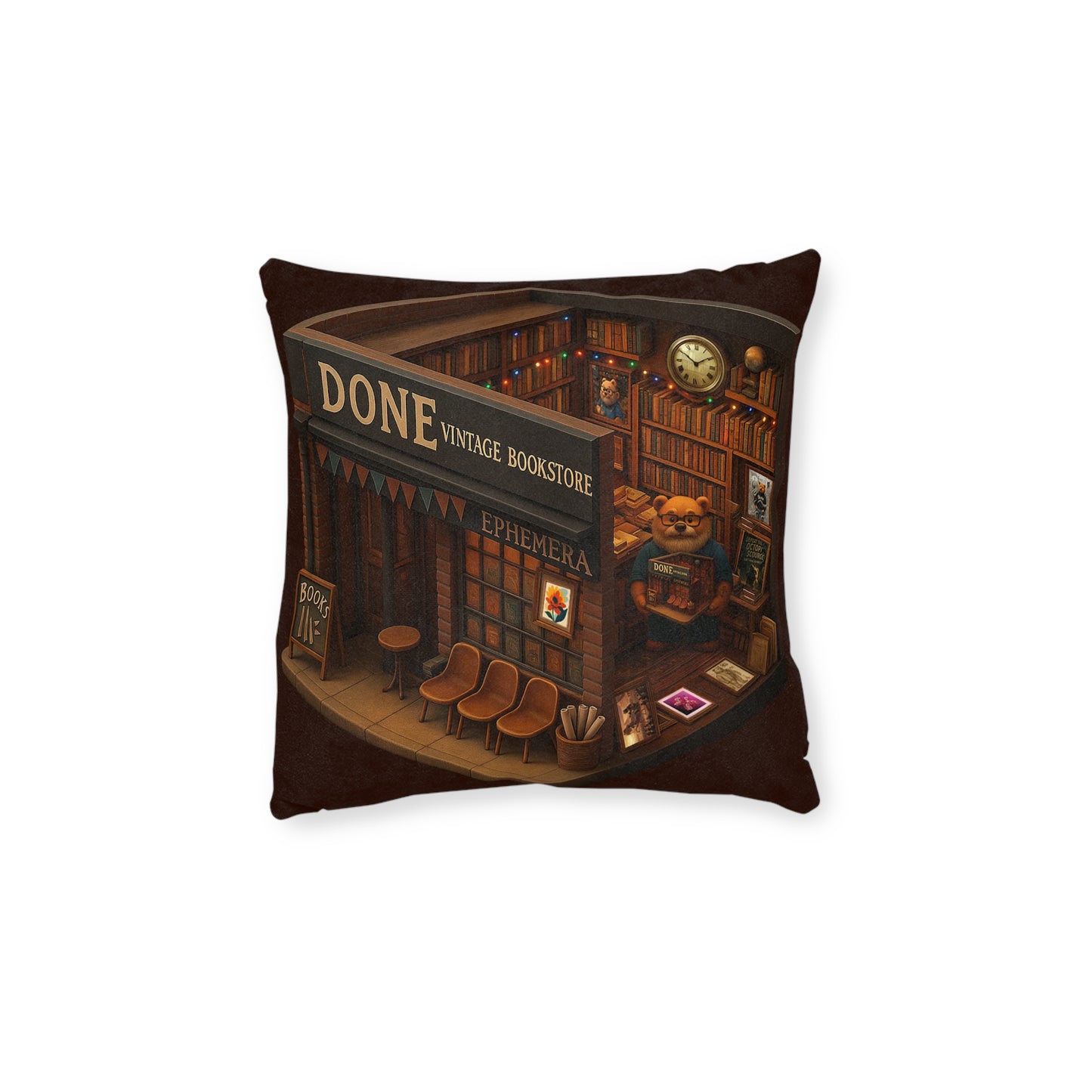 Square Pillow Magic Bookstore Cushion