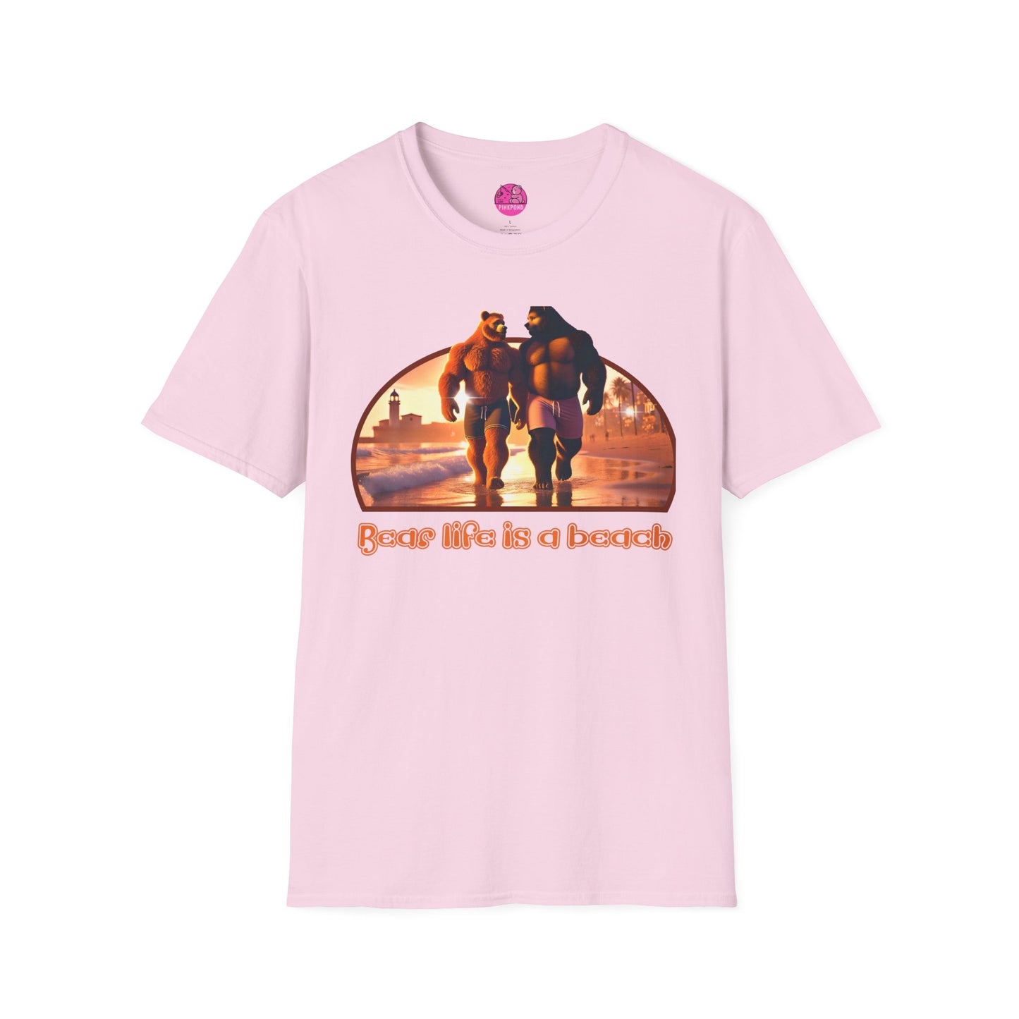 Bear Life is a Beach Unisex T-Shirt - Pride Bear Sunset Design