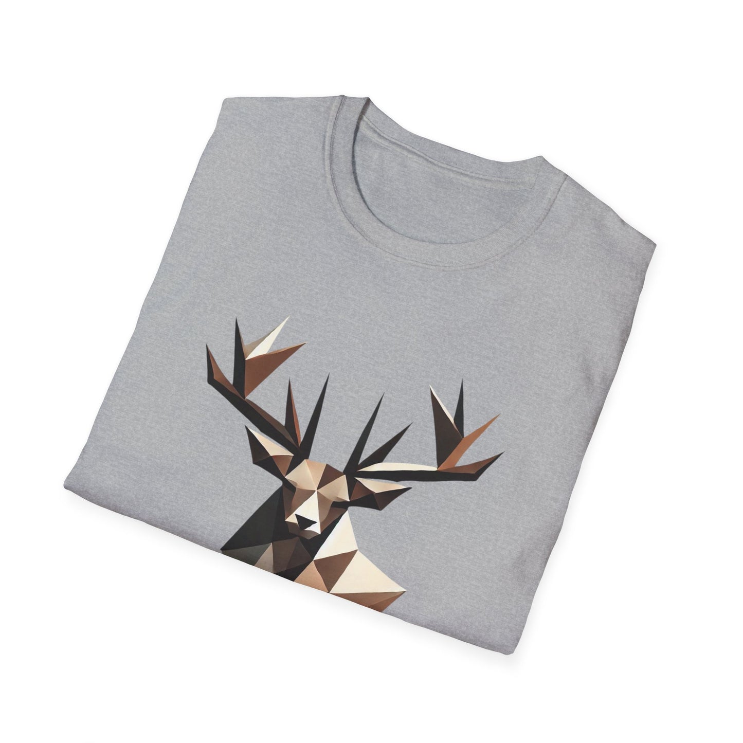 Abstract Geometric Deer Unisex Softstyle T-Shirt - Modern Nature Design