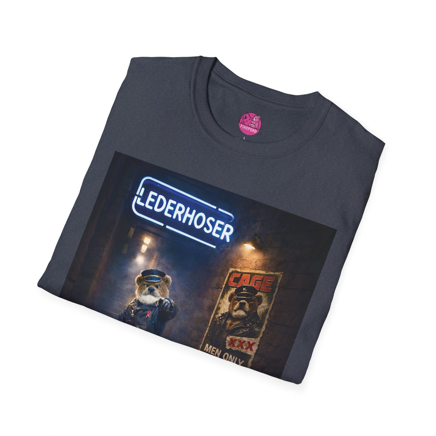 Oi, You Boy Leather Bear Graphic T-Shirt — PinkPond Character Illustration