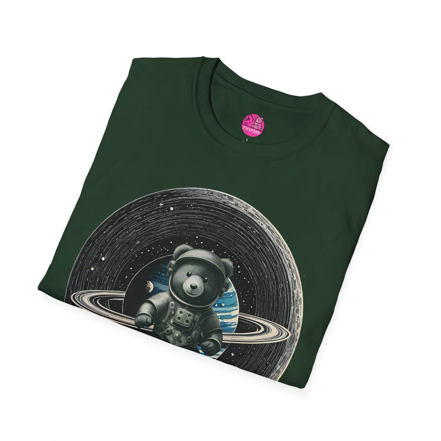 Cosmic Explorer Teddy T-Shirt - Spacefaring Bear Graphic Tee for Space Lovers and Adventurers