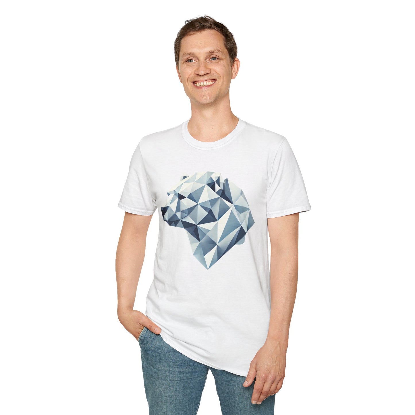 Geometric Bear Graphic Unisex Softstyle T-Shirt