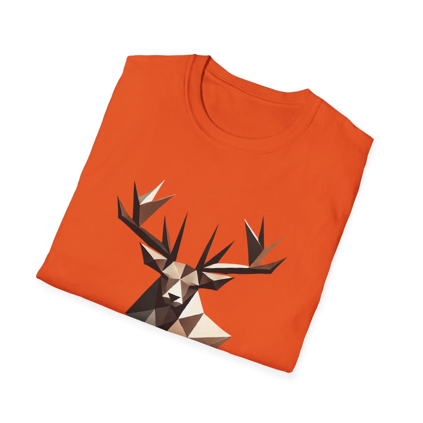 Abstract Geometric Deer Unisex Softstyle T-Shirt - Modern Nature Design