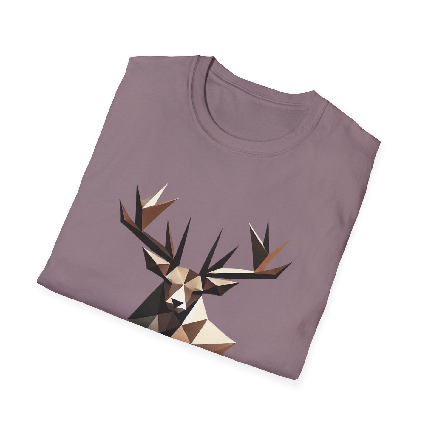 Abstract Geometric Deer Unisex Softstyle T-Shirt - Modern Nature Design