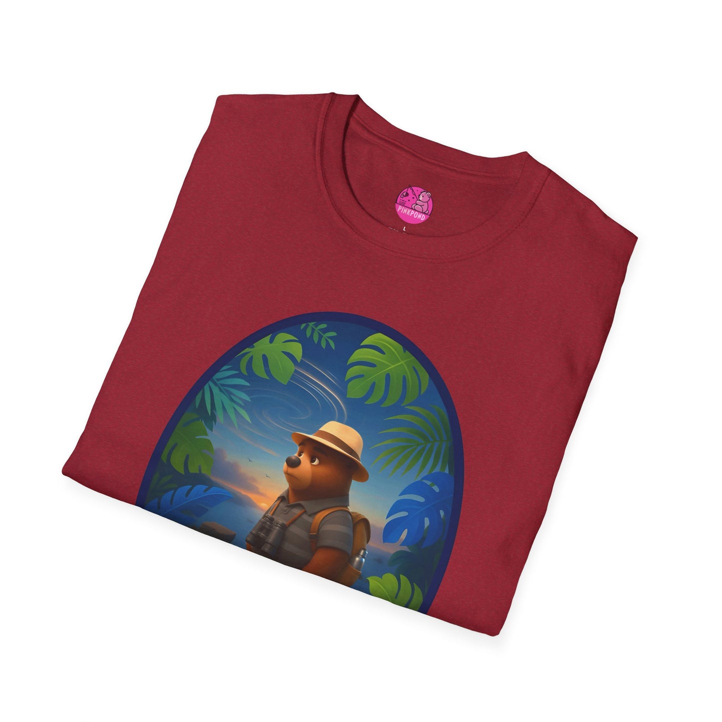 Adventure Bear T-Shirt - Explorer PinkPond Series Tee for Nature Lovers and Travel Dreamers