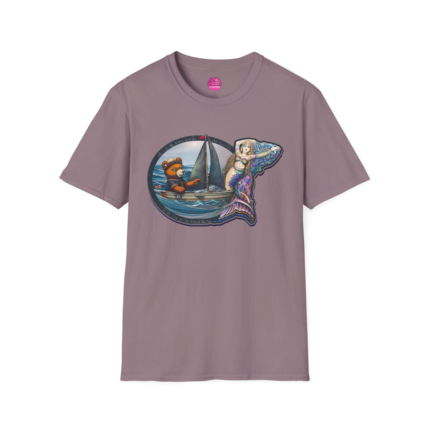 Nautical Tee - Beside the Sea Teddy Bear and Mermaid