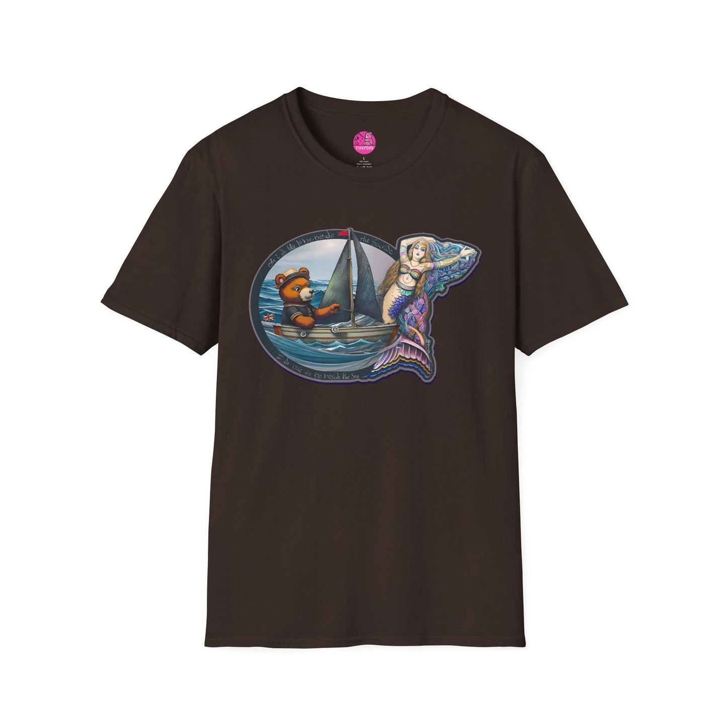 Nautical Tee - Beside the Sea Teddy Bear and Mermaid