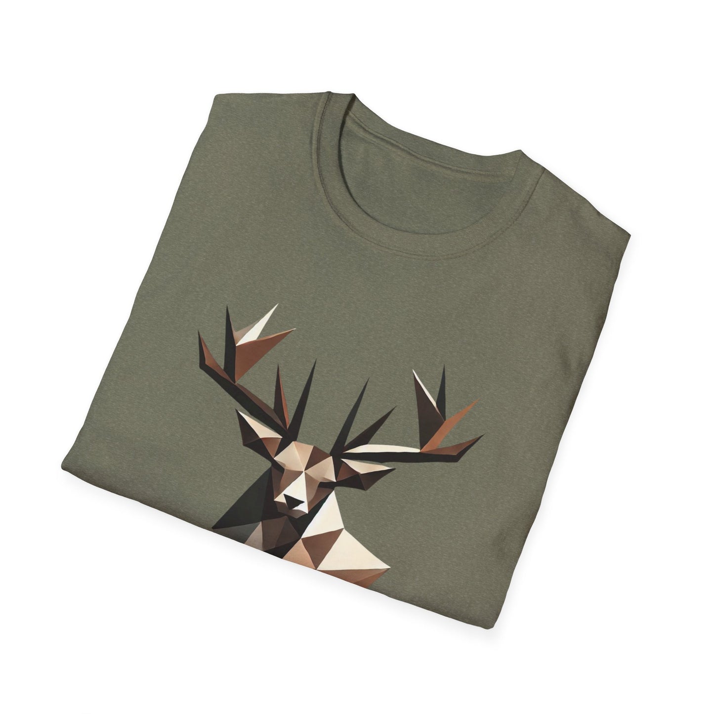 Abstract Geometric Deer Unisex Softstyle T-Shirt - Modern Nature Design