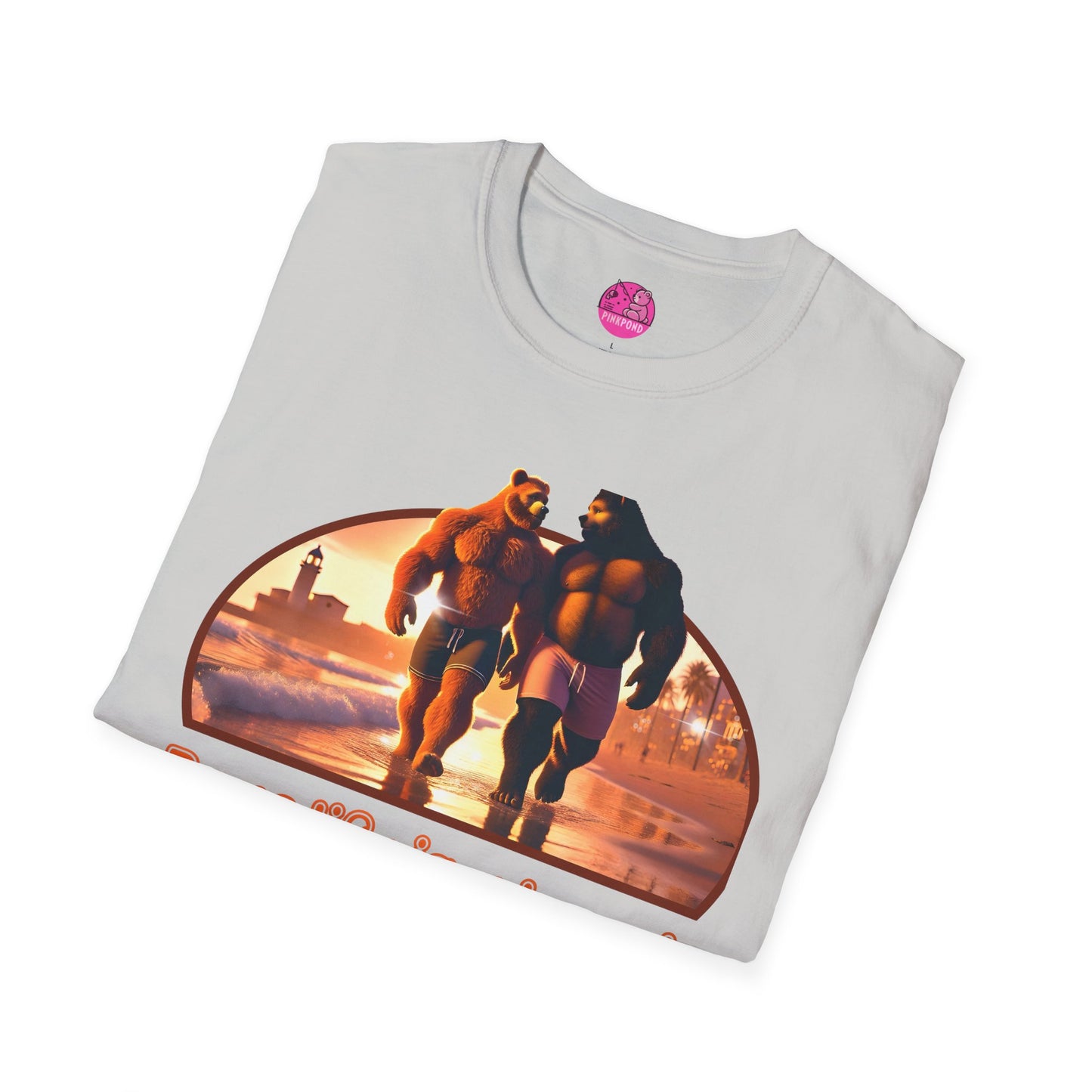 Bear Life is a Beach Unisex T-Shirt - Pride Bear Sunset Design
