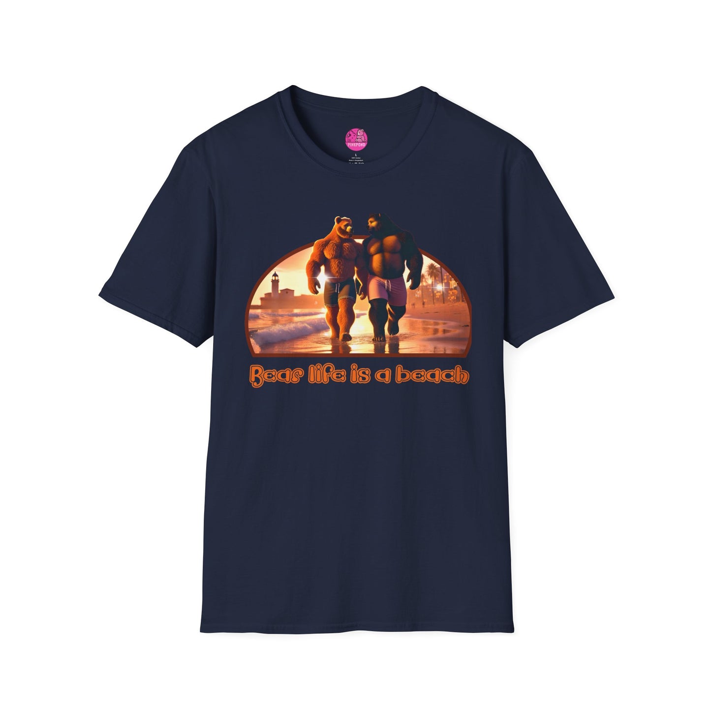 Bear Life is a Beach Unisex T-Shirt - Pride Bear Sunset Design