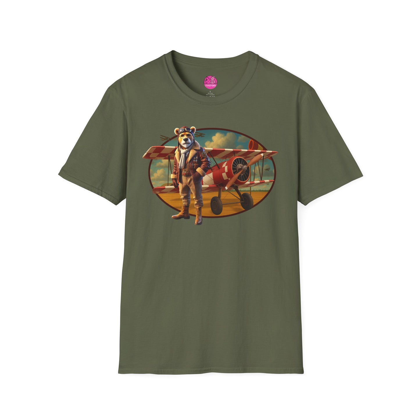Aviator Bear Softstyle T-Shirt - PinkPond Tee