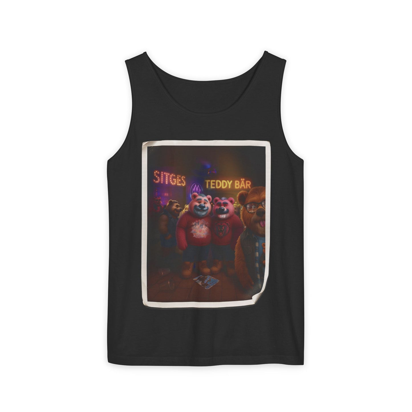 Tank Top - The Photo Bomber Bear Tee by Andrew McCarter for PinkPond, Unisex Pride Pool Party Shirt