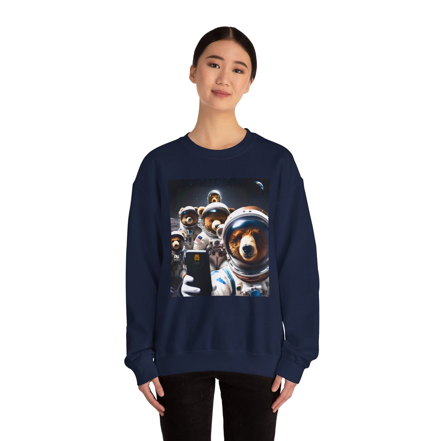 Space Bears Selfie Sweatshirt - Moon Bears Astronaut Selfies Crewneck
