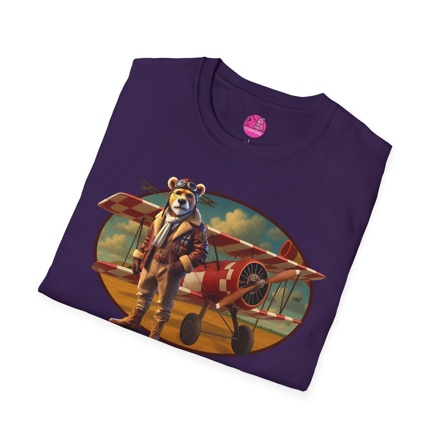 Aviator Bear Softstyle T-Shirt - PinkPond Tee